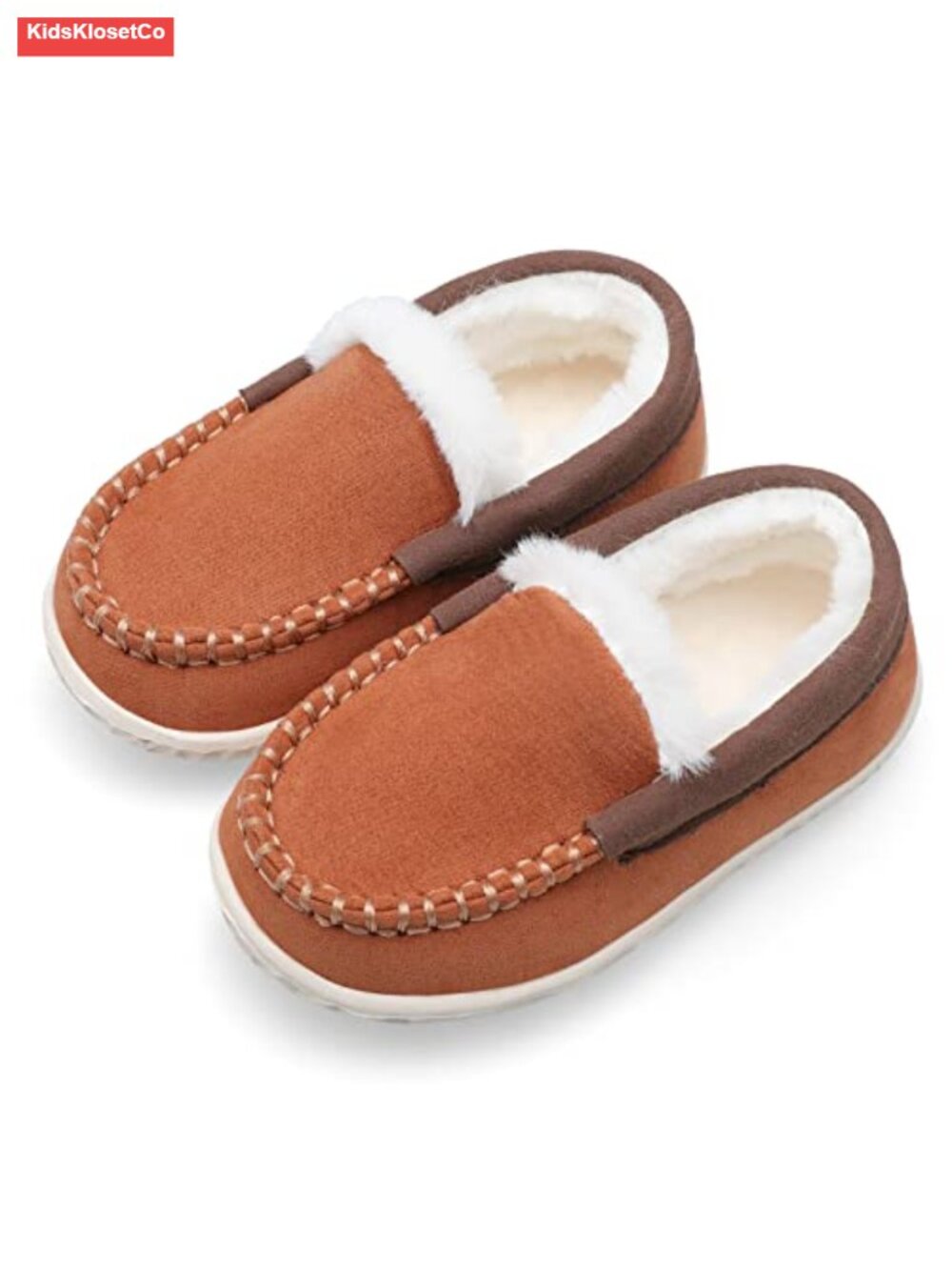 Kids Toddler Suede Mocc with Faux Fur Lining Non-Slip